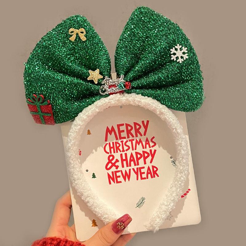 Christmas Headband Christmas Antler Hairpin Ladies Headdress Holiday Decoration Gift Big Bow Headband Christmas Headdress