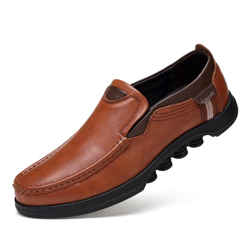 Men s Plus Size Leather Casual Shoes - Soft Sole, Top Layer Cowhide, Spring Collection 37