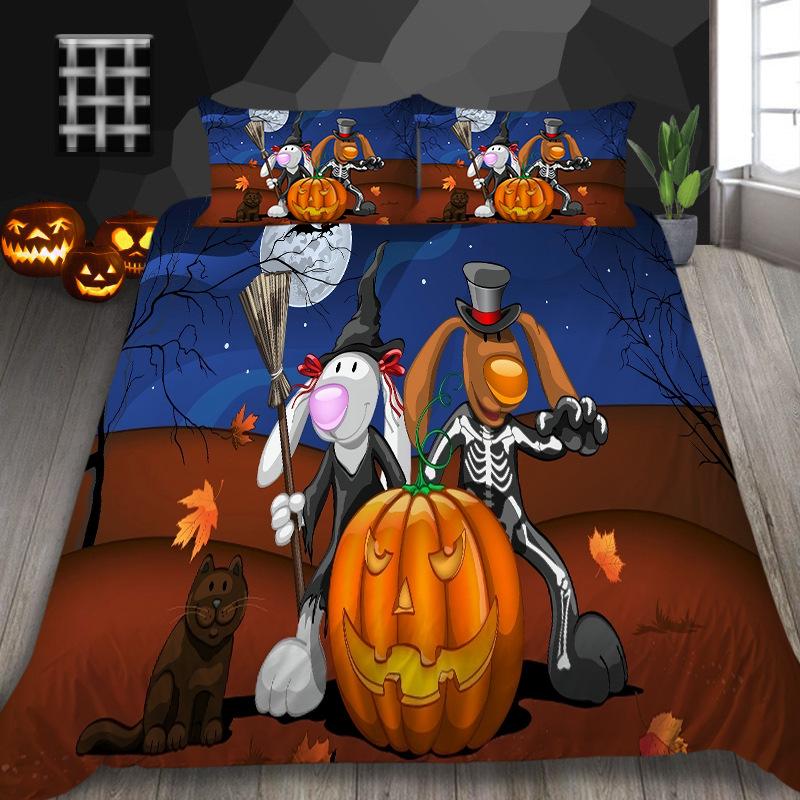 Halloween Decorative Quilt Cover Pillowcase Two Or Three-Piece Set Polyester 3D Digital Printing