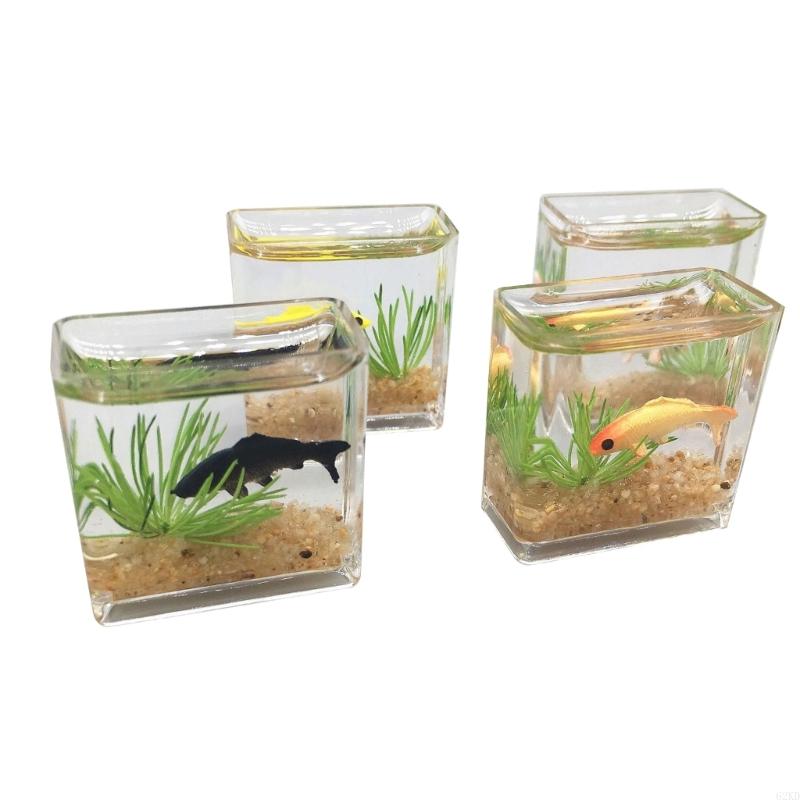 62KD Delicate Glass Fish Aquarium for Dollhouse Decoration Realistic Glass Decor