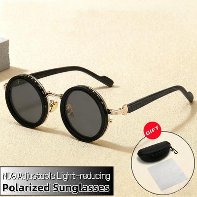Adjustable Sunglasses Manually Rotating Light-Reducing Round Frame Unisex Glasses Uv Resistant Eye Protection