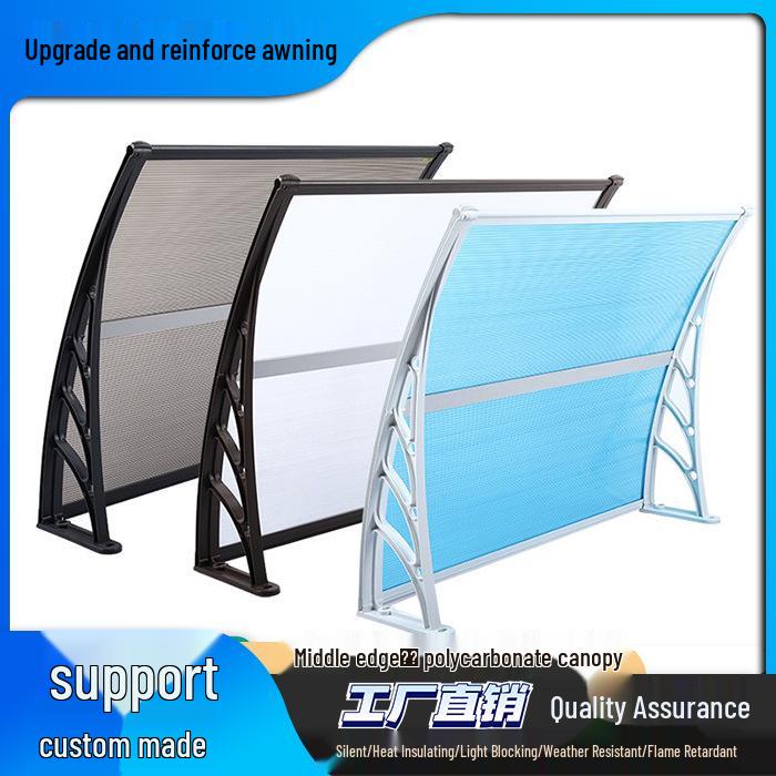 

Навіс з полікарбонатного листа: Вуличний балконний сонцезахист та штормостійкий дощозахист 100cm*200cm (2 panels+3 brackets+2 edge strips)