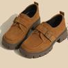 Damen Fleecegefütterte Slipper 2025 Winter Neu Dickbesohlte Wildleder Einzelne Schuhe mit Unsichtbarer Interner Höherlegung für Damen
