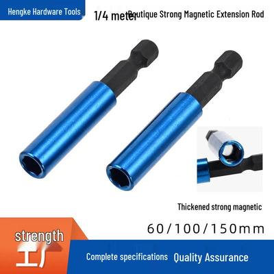 Heavy-Duty Blue Hex Shank Magnetic Screwdriver Extension Rod for Electric Drill, 1/4 Inch