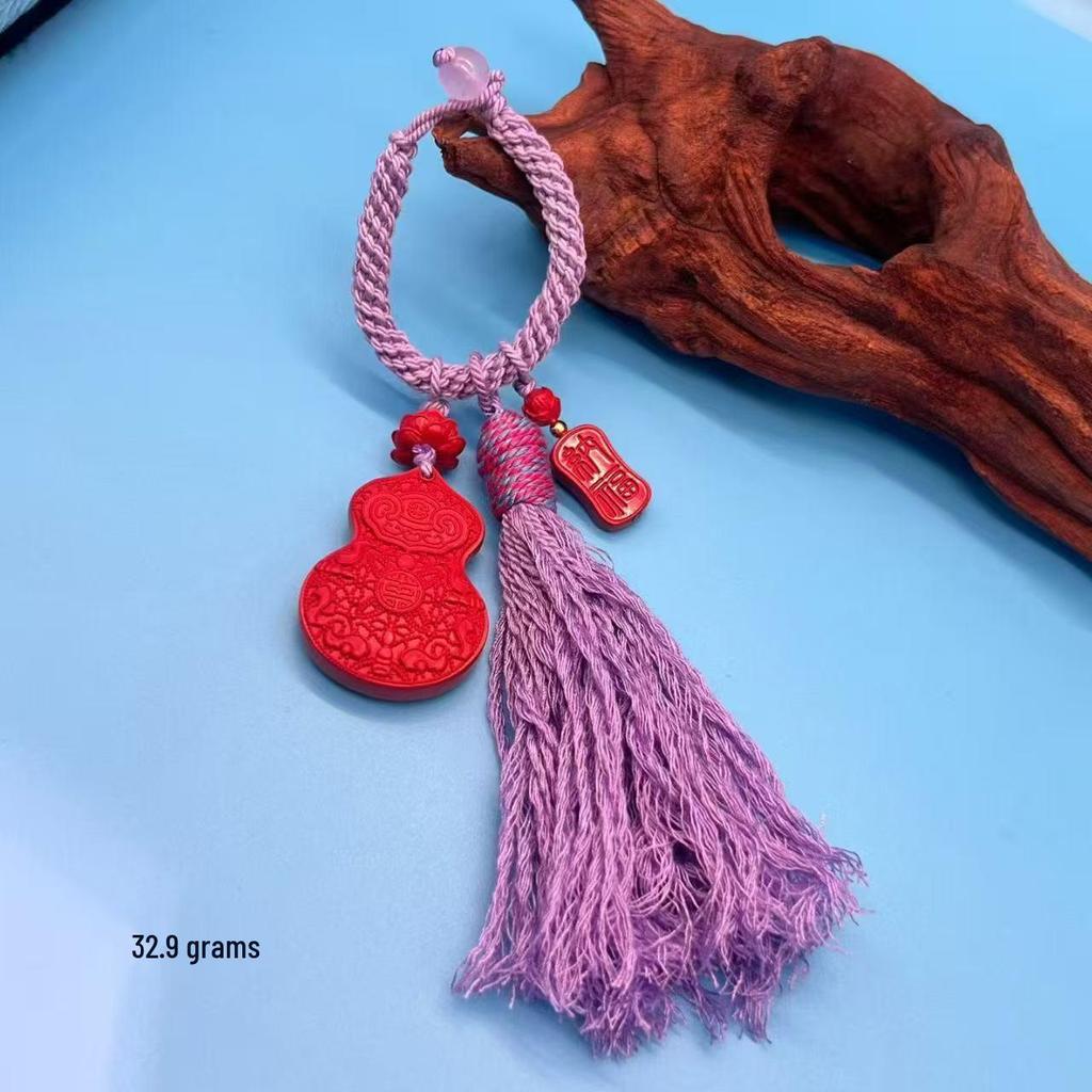 Authentischer Roter Sand Pixiu Drache & Phönix Anhänger: Sieben-Sterne-Schwert Kürbis Stil Auto- & Taschenhänge-Deko