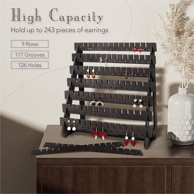 Mehrschichtiger Holz-Ohrringständer Halter Hohe Kapazität Schmuckaufbewahrung Organizer Ausstellungsständer für Zuhause Wohnzimmer Schlafzimmer