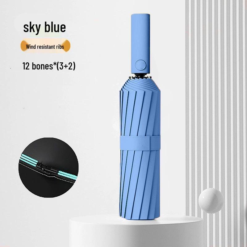 Premium Automatic Anti-UV Folding Umbrella with Dual-Use Sun and Rain Protection and Customizable Logo.