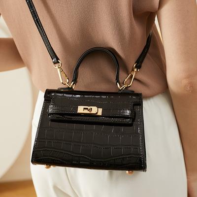 Bolsa Outono/Inverno Novo Estilo Bolsa Feminina Transversal Leve Luxo Portátil Padrão Crocodilo Kelly Bag Couro Pequena Bolsa