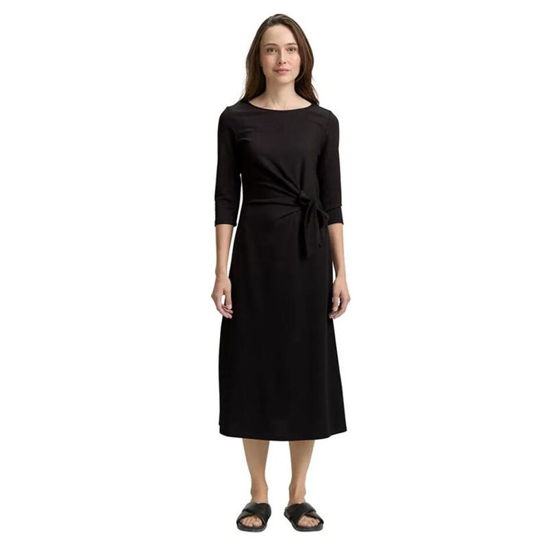 

Stick to the Remaining Single Tail Goods Comfortable Breathable Modal Autumn GW New Knotted Simple Women s Dress 3/4 Sleeve Black 36