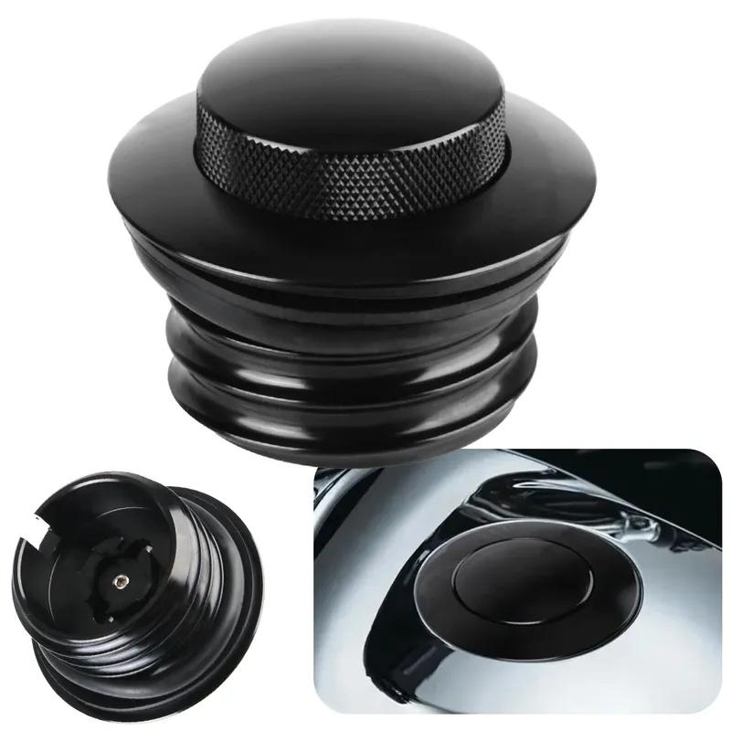 Für Harley Sportster XL883 XL1200 CNC Aluminium Motorrad Öltank Benzindeckel Pop-Up Dyna FXD Softail Fat Boy CVO Chrom Schwarz