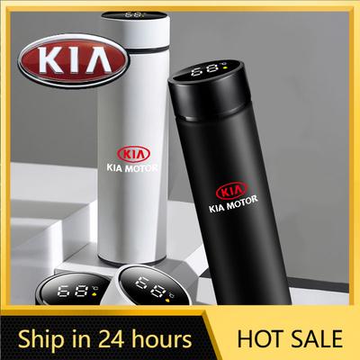 2026 Heißer Autoaufkleber 500ml Intelligente Temperaturanzeige Auslaufsichere Vakuumflaschen Kaffeetasse Für Kia Sportage 3 Rio K2 Ceed Auto