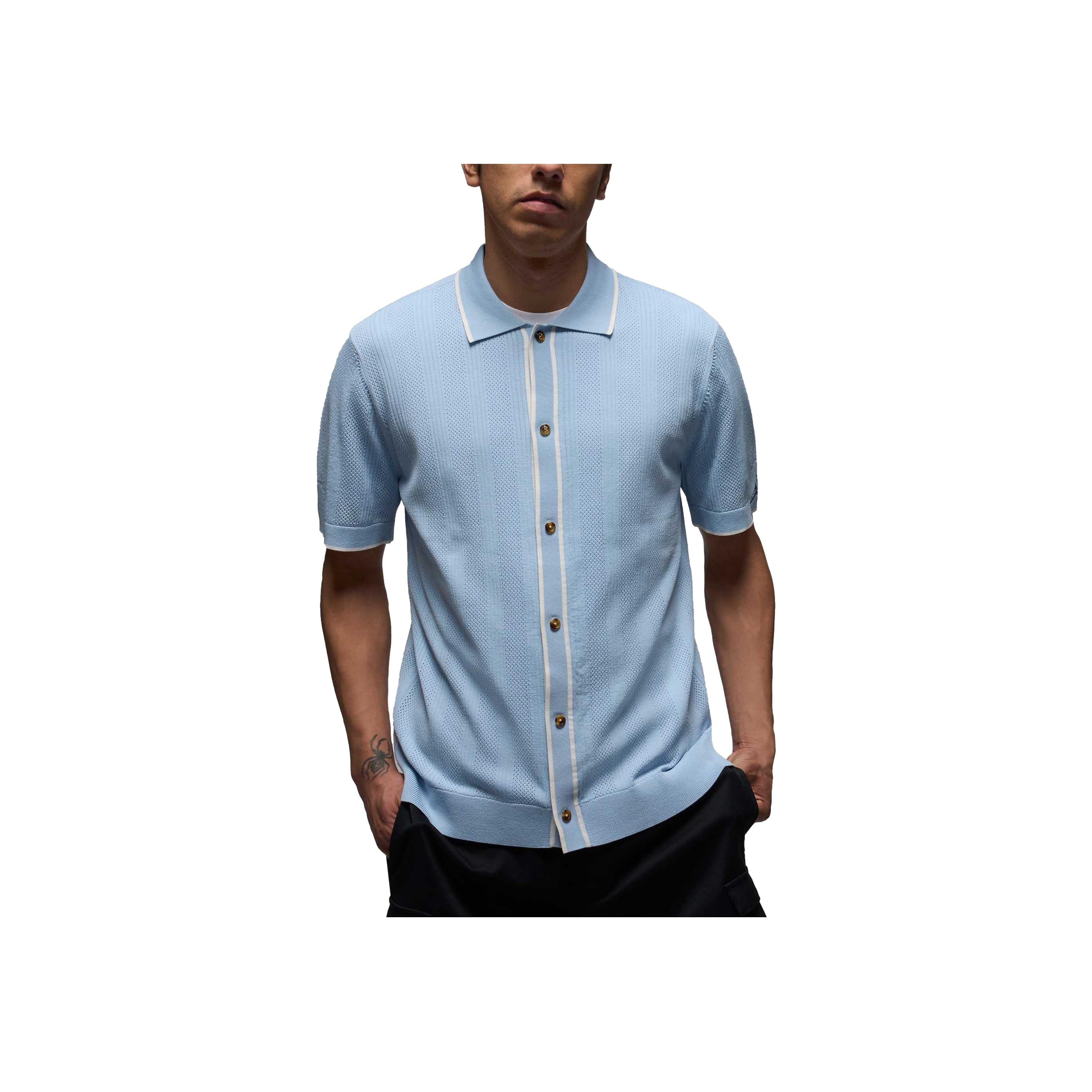 

Jordan Спорт SS25 Мягкая Удобная Вязаная Футболка с Коротким Рукавом для Гольфа Мужские топы Светло-Оружейно-Синий Призрачно-Серый-Белый HV1157-440 XS