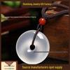 Unisex Natural Chalcedony Pendant with Woven Rope Necklace - Popular Fashion Accessory
