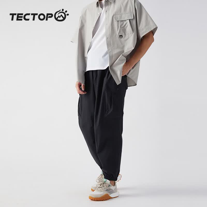 TECTOP Men s Lightweight Summer Cuffed Cropped Pants L