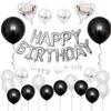 GRESATEK Birthday Balloon Decoration Set Garland Heart Balloons Confetti Dot Seal Ribbon Silver Black Party Celebration