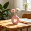 Donut Shaped Vase Decorative Vase Ceramic-Like Plastic Flower Holder for Living Room Decor, Creative Centerpiece for Fresh/Dry Flowers