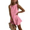 Women's Spring/Summer Solid Scalloped Trim Sleeveless Casual Dress