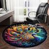 1pc Office Carpet Chair Mats Colorful Peacock Feather Mandala Perfect for Decorating Office Chairs, Living Rooms, Or Bedrooms
