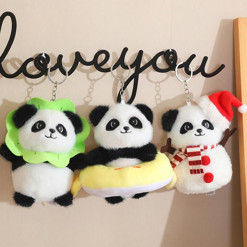 Cute and Creative Four Seasons Panda Pendant Plush Toys Chengdu Giant Panda Doll Bag Hanging Decoration Keychain Doll