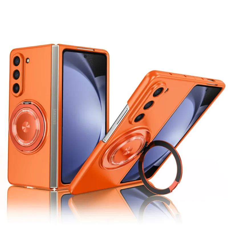 

Твердий чохол для телефону з магнітним кільцем 360° для Samsung Galaxy Z Fold 6 5 4 3 Fold 6 Fold 5 Fold 4 Fold 3 5G Захисний тримач Galaxy Z Fold3 помаранчевий