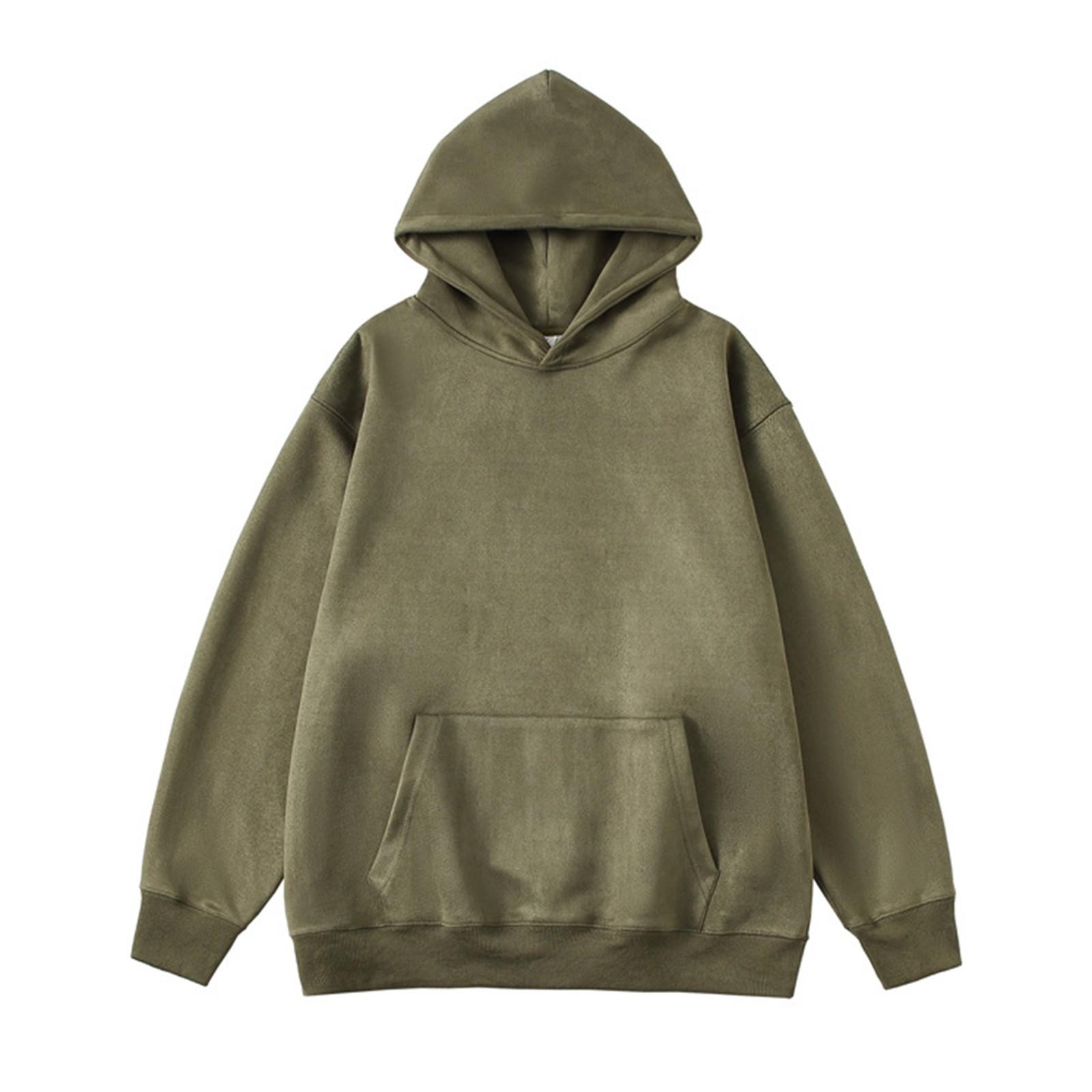 

Осенний мужской замшевый гладкий свитер с капюшоном, новый большой базовый размер L