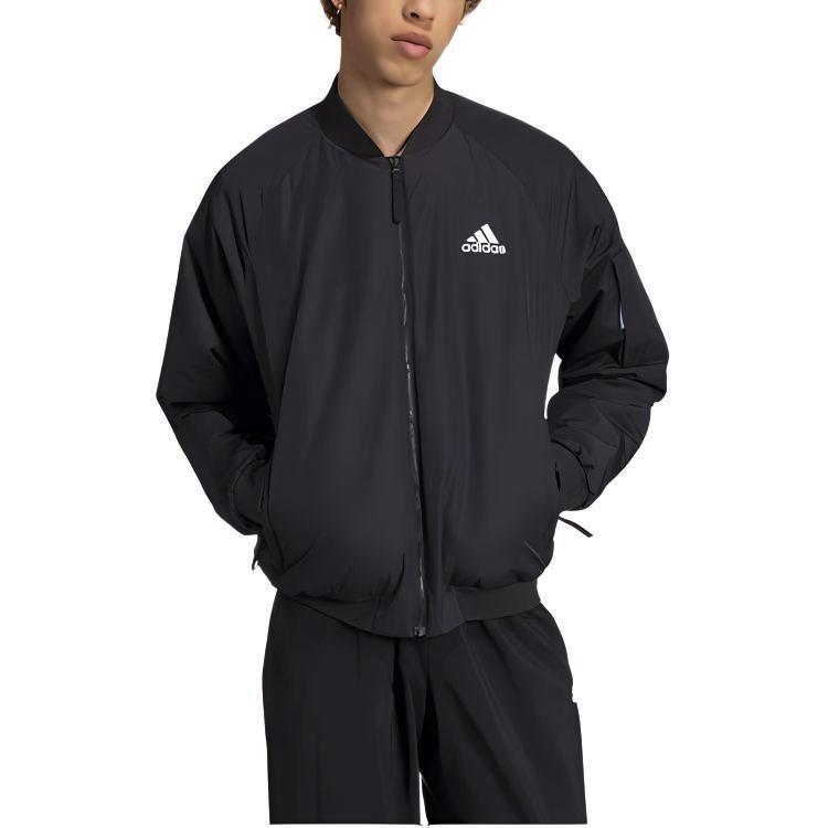 Adidas Logo Casual Comfortable Warm Cotton Jacket Men Jacket Black JN4855
