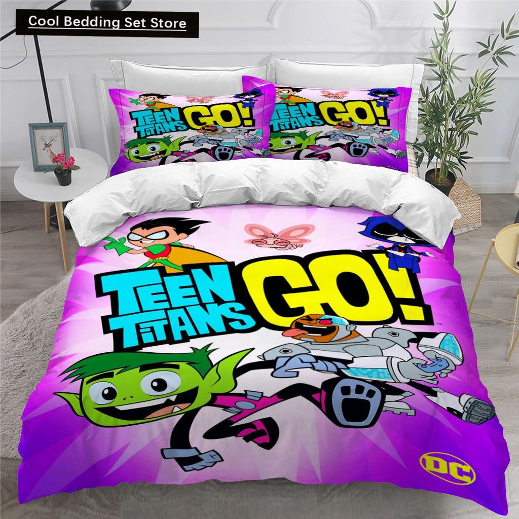 Teen Titans Go Povlečení Jednolůžko Twin Full Queen King Velikost Anime Sada Povlečení Aldult Dětský Pokoj Povlaky na Peřinu Sada 3D Tisk 014