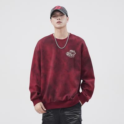 American Heavy Crew Neck Sweater Men'S Trendy Brand Car Print Long-Sleeved Top Autumn Loose Pullover Jacket