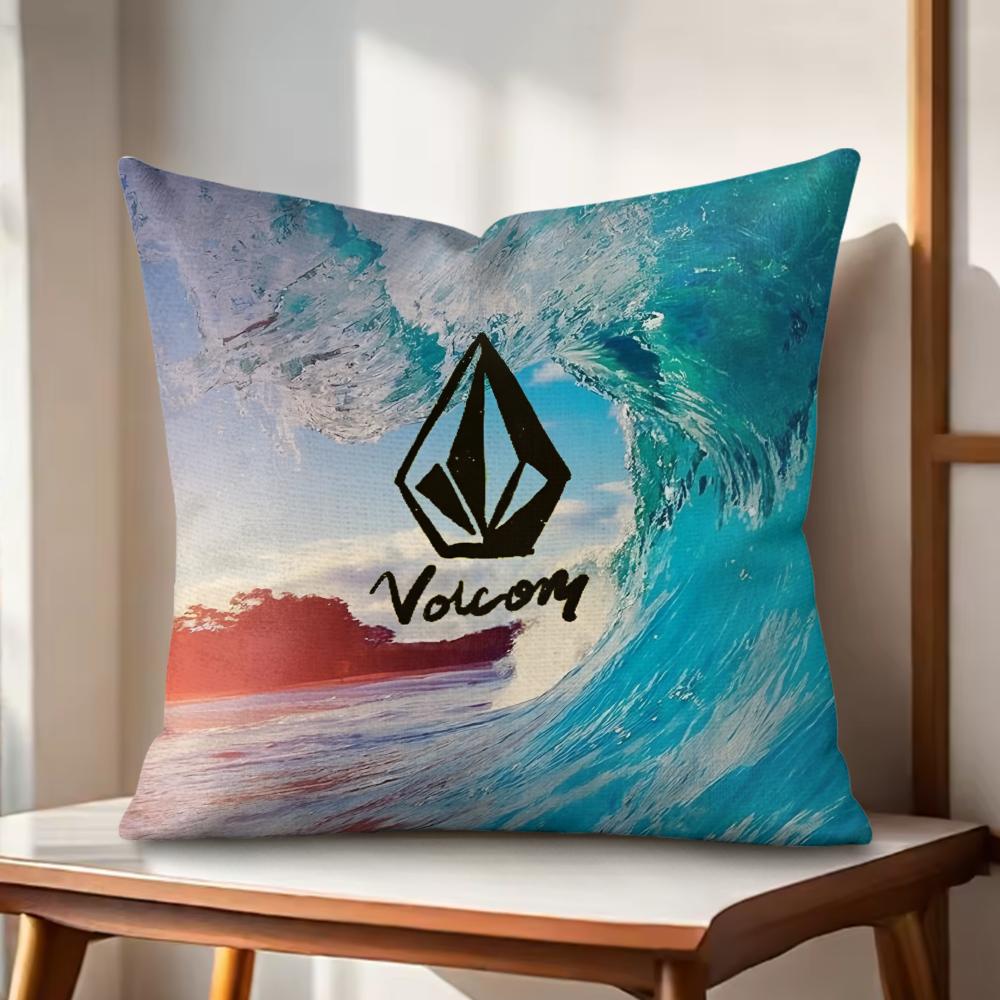 

vVolcom Extreme Sports Cushion Cover Natural Linen Organic Fabric DoubleSided Printing Couch Pillow Covers Home Decor 30x30cm