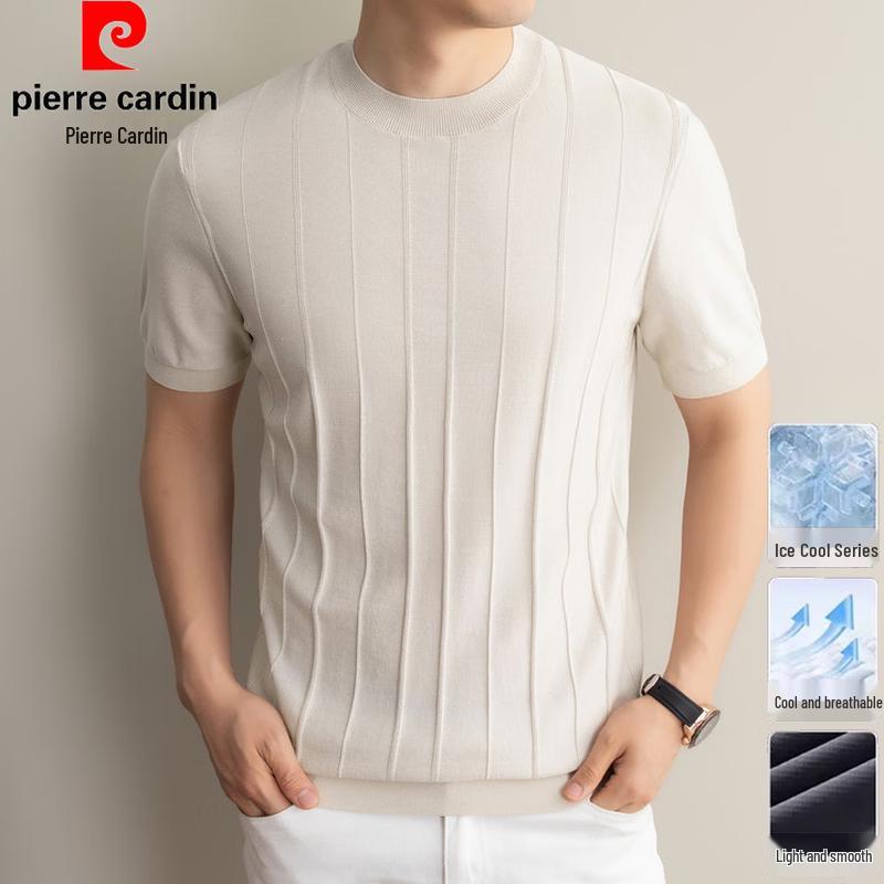 Pierre Cardin Men s Breathable  Old Money  Style Round Neck T-Shirt L