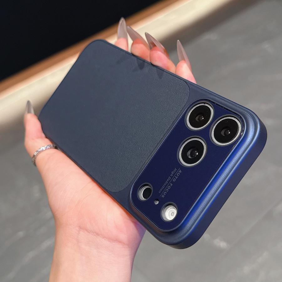 Case for iPhone 17 Pro Max Case Full Camera Protection Ultra Thin PU Leather Big Window Phone Case Minimalist Design for iPhone 16 15 14 13 12 11