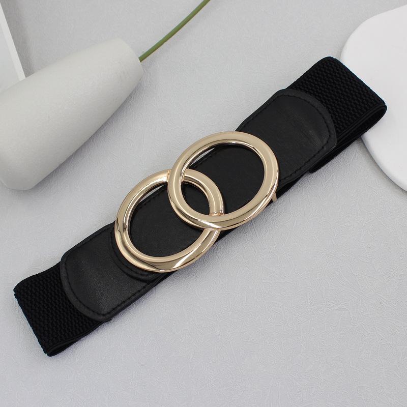 Elastic Belt Women'S Ring Smooth Buckle Decorative Dress Adjustable Elastic Waist Seal 5Cm Three Sizes