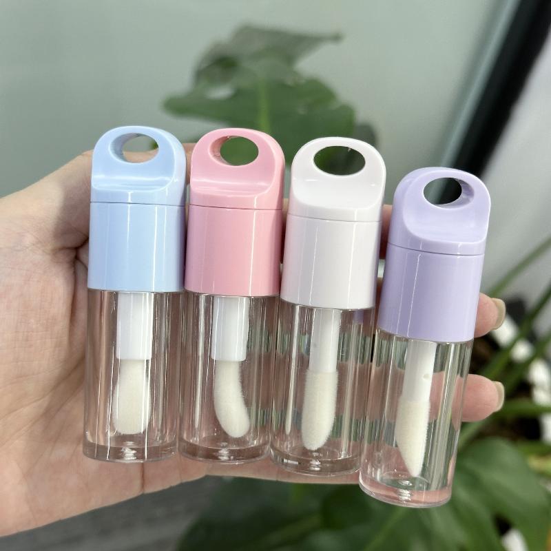 1Pcs Cute Big Brush Wand Transparent 4Ml Lip Gloss Tube Plastic Round Empty Lip Gloss Container