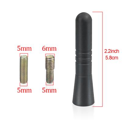 Car Universal Radio Antenna 2.2 Inch Metal Aluminum AM/FM Radio Modified Short Antenna Aluminum Alloy with Screws Antena Coche