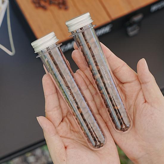 60ML Einzeldosis Kaffeebohnen Aufbewahrungsröhrchen Transparentes PET Espresso Kaffeebohnen Behälter Flasche Dosierfläschchen Gefäß Tasse Kapsel Glas mit Deckel