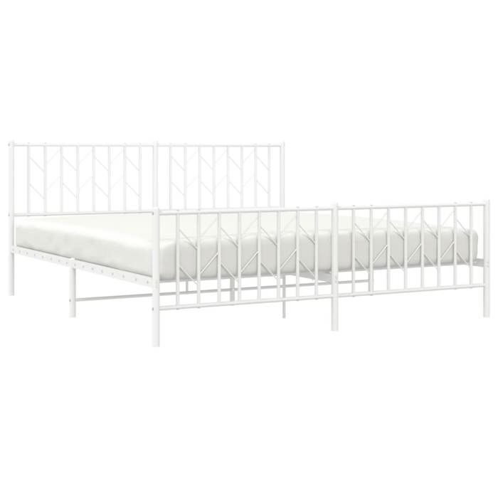 VidaXL Cadre de lit métal avec tête de lit/pied de lit blanc 183x213cm 374509