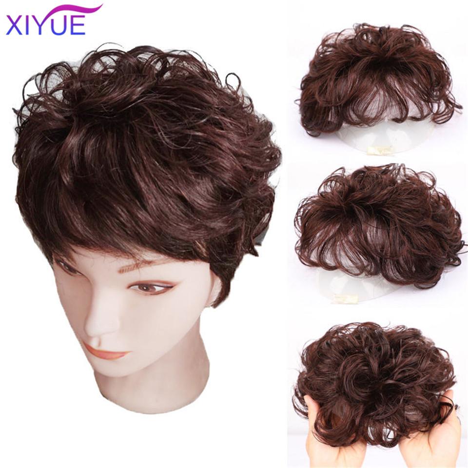3D Bangs Replacement Piece Hair Covering White Hair Natural Black Color Curly Hair Wig Fashion Short Resistant Synthetic Wigs