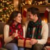 Green Plaid Wool Scarf Long Red Shawl Thicken Knitted Christmas Scarf  Autumn Winter