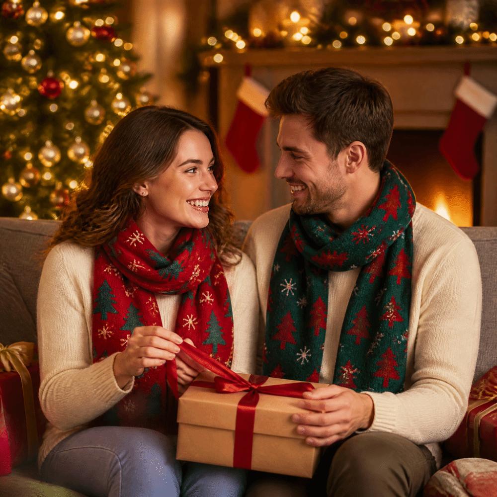 Green Plaid Wool Scarf Long Red Shawl Thicken Knitted Christmas Scarf  Autumn Winter