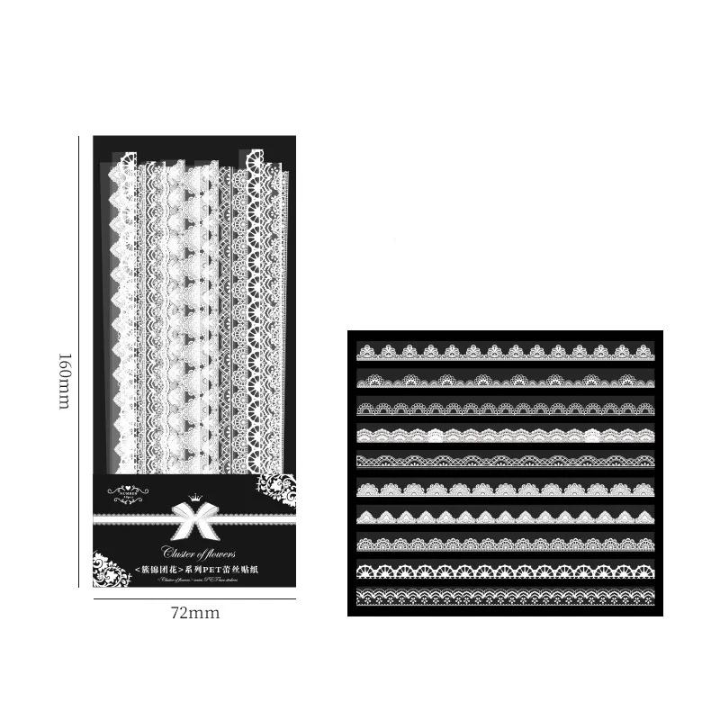 30 Stück/Beutel Florale Spitze Skalierbare Scrapbooking-Aufkleber PET Transparente Abziehbilder für DIY Handkonto Handyhülle Spiegel Bastelarbeiten