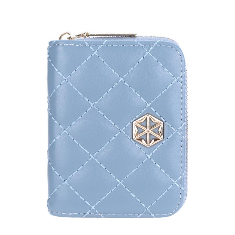 E New Women's Wallet Short Vertical Organ Zipper Change Bag Fashion Plaid Card Bag Women