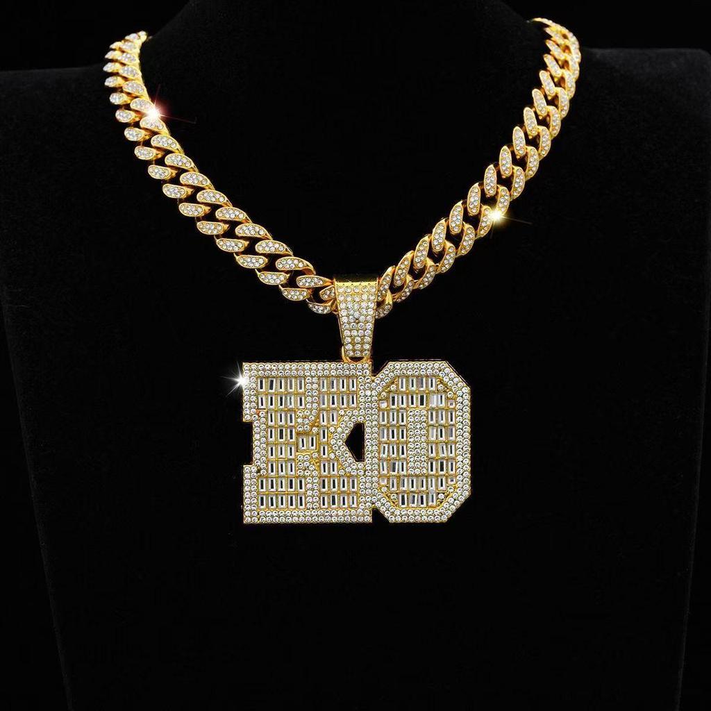 Cuban Chain KO Letter Pendant Necklace - Bold European & American Hip-Hop Style for Men's Nightclub & Party Accessories