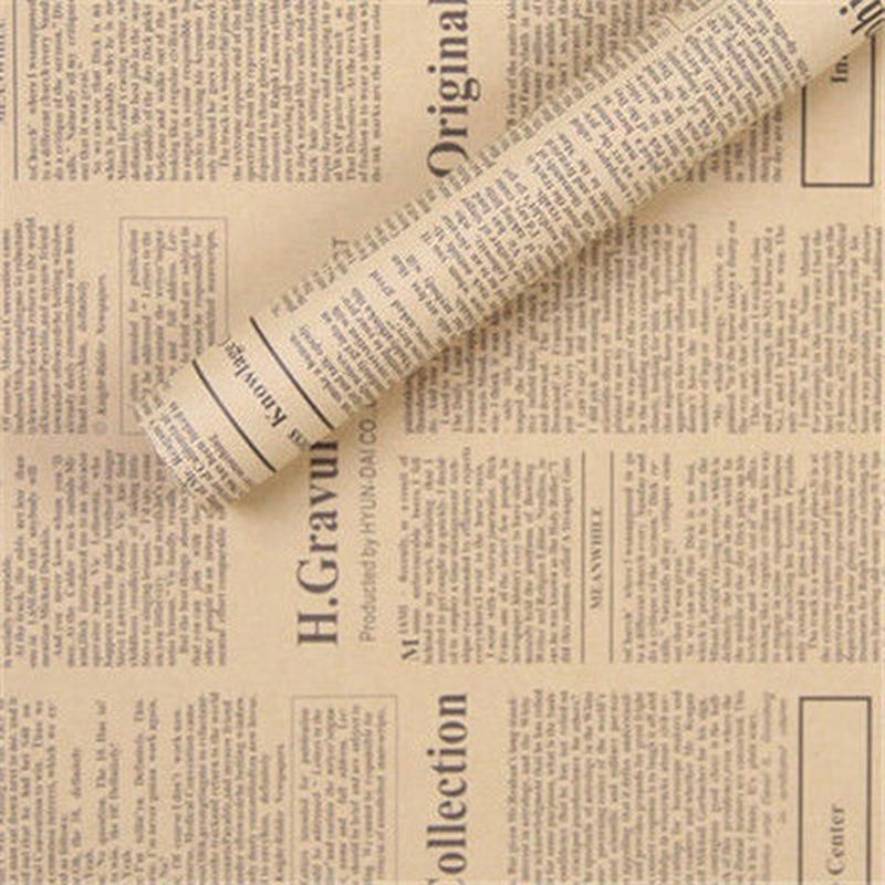 5 Blatt Vintage Englische Zeitung Kraftpapier Braun Kraft Außenverpackungspapier für Geschenkverpackung Blumenwickelpapier