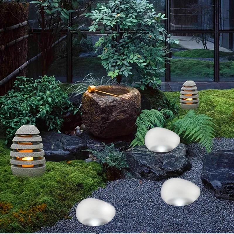 Solar Pebble Lawn Lights, Waterproof Outdoor Glowing Stone Lights, Garden Landscape Pathway Decorative Solar Lamps