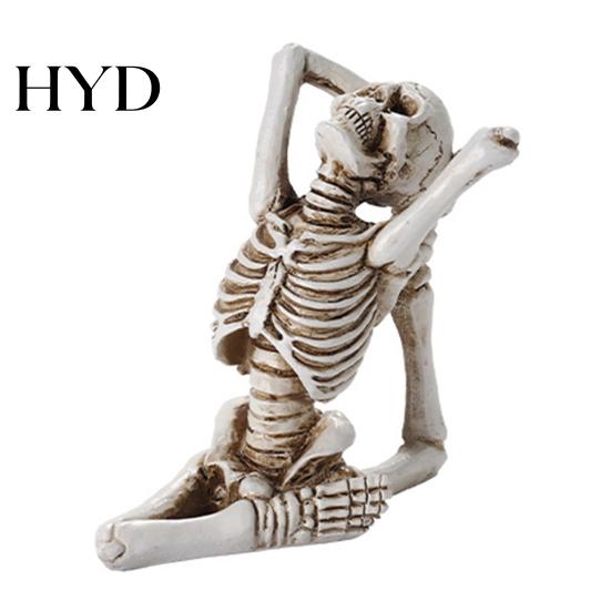 Gothic Yoga Skull Decoration Halloween Skeleton Statue, Funny Dead Figure for Party Decor, Combination Posture Decor Resin Ornament Haunted