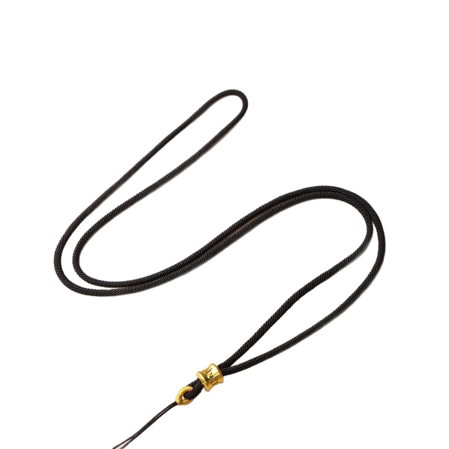 Jade Amber Hand-Woven Six-Character Mantra Pendant Necklace Black