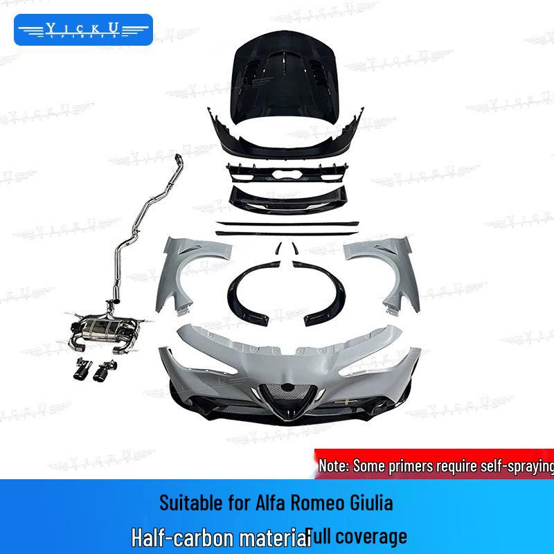 Carbon Fiber Body Kit for Alfa Romeo Giulia GTAM: Front & Rear Bumpers, Fender Flares, Hood, Rear Spoiler, Side Skirts