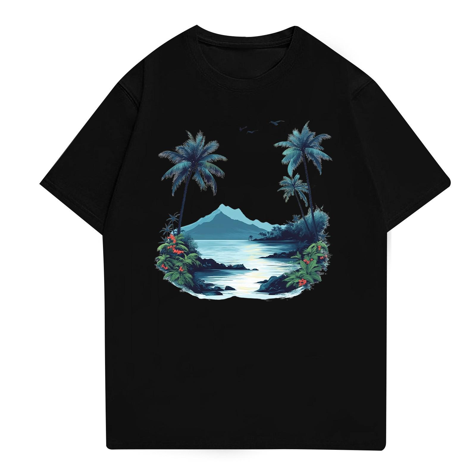 

Мужская рубашка с воротником-стойкой и коротким рукавом, свободная рубашка для отдыха и отдыха, мужская L чёрный