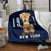 New York Classic Academy Flannel Blanket Super Soft Warm Cozy Blanket for Sofa Bed Office Travel All‑Season Home Decor Gift