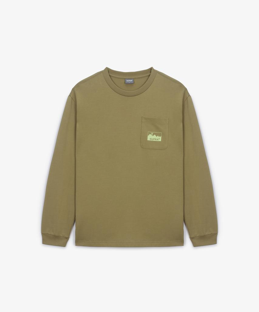 SUPRA Basic One-Pocket Long Sleeve T-Shirt (Beige)